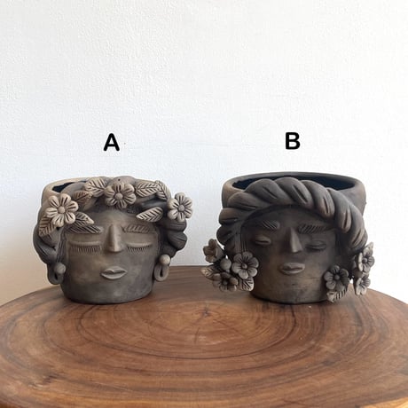 [Oaxaca Atzompa Pottery]  Frida Kahlo Face Planter / フリーダ カーロ フェイス プランター