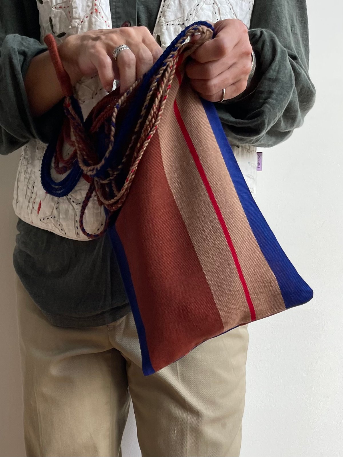 pips] Cotton Handwoven Hammock bag / navy blu