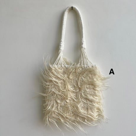 [pips] wool handwoven hammock bag mini / White