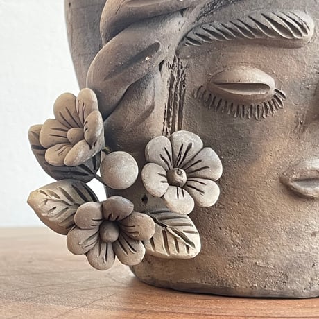 [Oaxaca Atzompa Pottery]  Frida Kahlo Face Planter / フリーダ カーロ フェイス プランター
