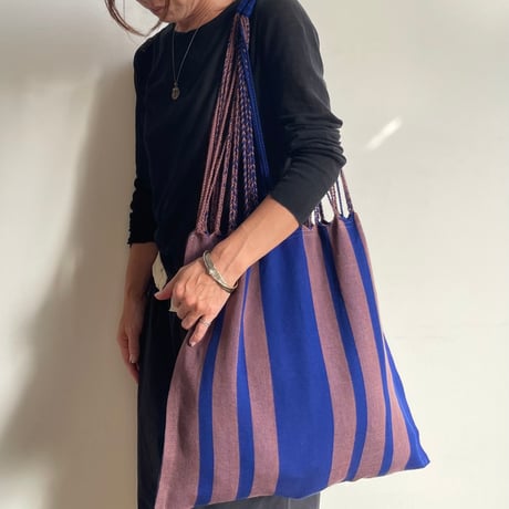 [pips]  Cotton Handwoven Hammock bag / azul / chocolate