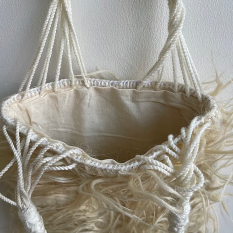 [pips] wool handwoven hammock bag mini / White