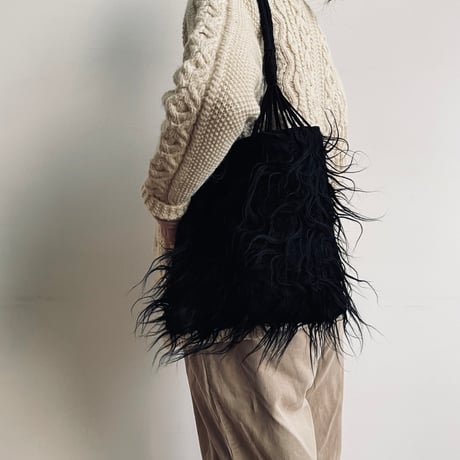 [pips] wool handwoven hammock bag mini / Black
