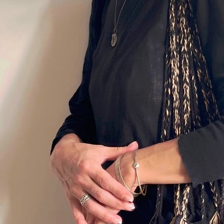 [ Franny e fine jewelry ] silver bronze cuff with natural stone