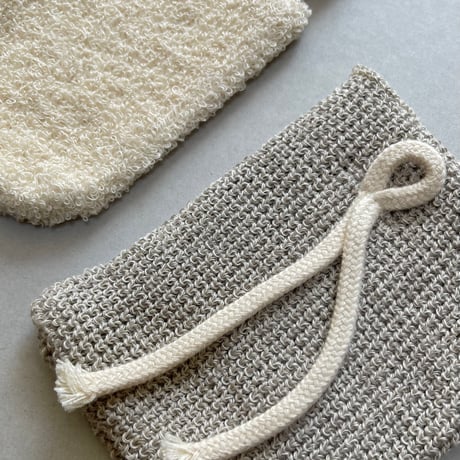 [KOSTKAMM] Soap bag knitted linen GOTS certified with cotton cord