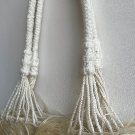 [pips] wool handwoven hammock bag mini / White