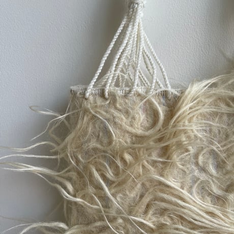 [pips] wool handwoven hammock bag mini / White