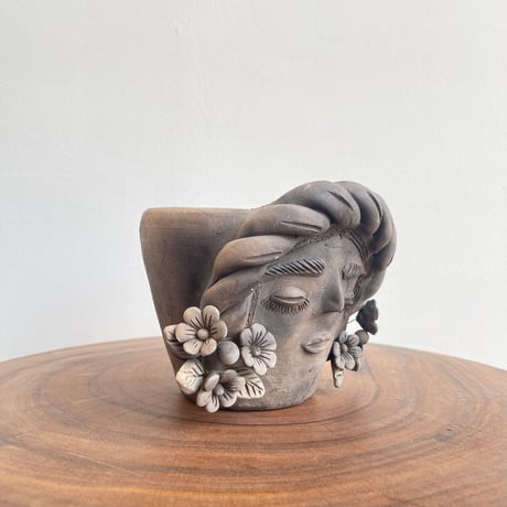 [Oaxaca Atzompa Pottery]  Frida Kahlo Face Planter / フリーダ カーロ フェイス プランター