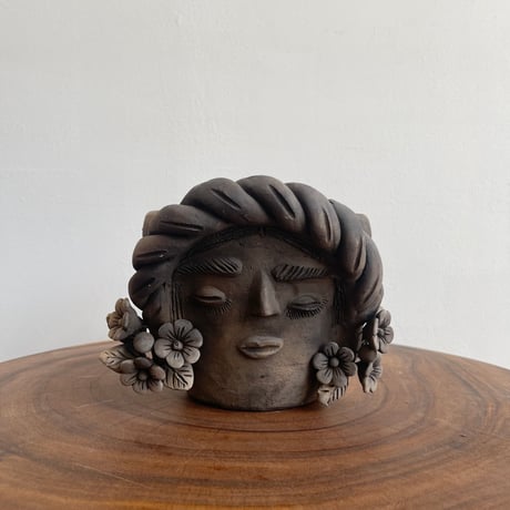 [Oaxaca Atzompa Pottery]  Frida Kahlo Face Planter / フリーダ カーロ フェイス プランター