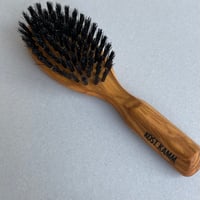[KOSTKAMM]  Olive Wood Hair Brush with Black Boar Bristle / 17cm / オリーブウッド オーバル型 黒猪毛ブラシ / 4207