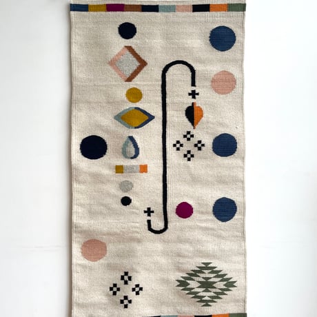 [ARTE ZAPOTECO]  “Symbols”  Wool Rug  /  78cm x 148cm