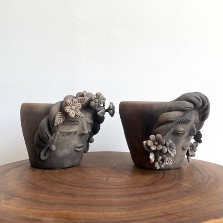 [Oaxaca Atzompa Pottery]  Frida Kahlo Face Planter / フリーダ カーロ フェイス プランター