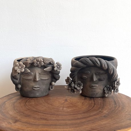 [Oaxaca Atzompa Pottery]  Frida Kahlo Face Planter / フリーダ カーロ フェイス プランター