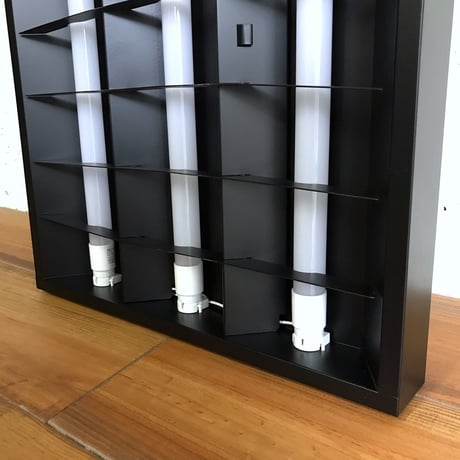 天井直付け　３灯照明器具　ルーバー付き　つや消し黑　※要電気工事