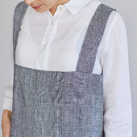 リネン スクエアクロスエプロン・グレン（fog linen work
