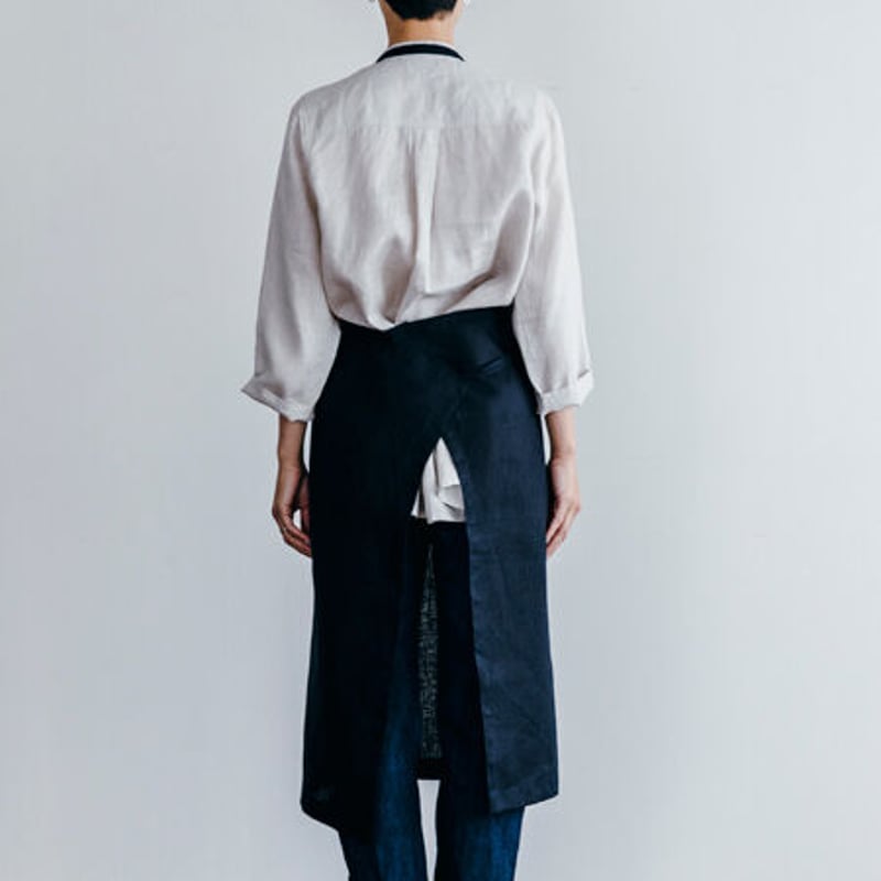 Fog linen ネイビー リネンエプロン フォグリネンワーク オーバー