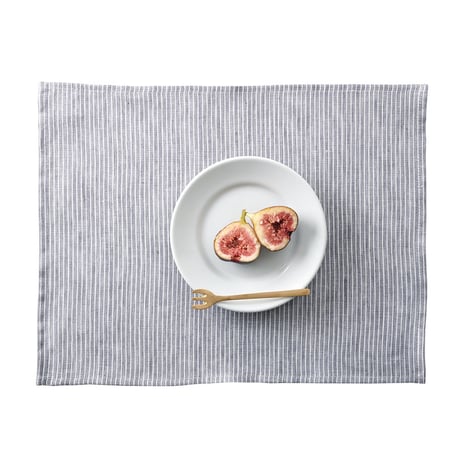 リネンプレイスマット・グレーホワイトストライプ（fog linen work）