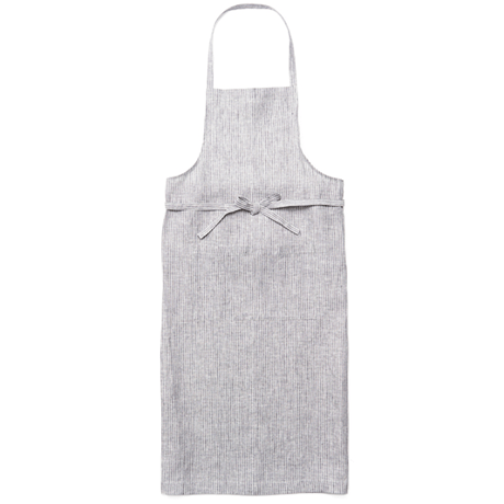 リネン フルエプロン・グレーホワイトストライプ（fog linen work）