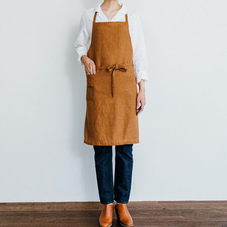 fog linen work リネンデイリーエプロン　ホワイトネイビー fog linen work work（フォグリネンワーク） リネンデイリー