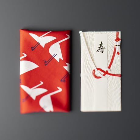 印染 はんかち『鶴』柄　- 空高く舞うように -