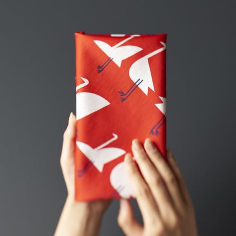 印染 はんかち『鶴』柄　- 空高く舞うように -