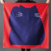 印染 風呂敷『猫』一匹　-  福よ来い、来い  -