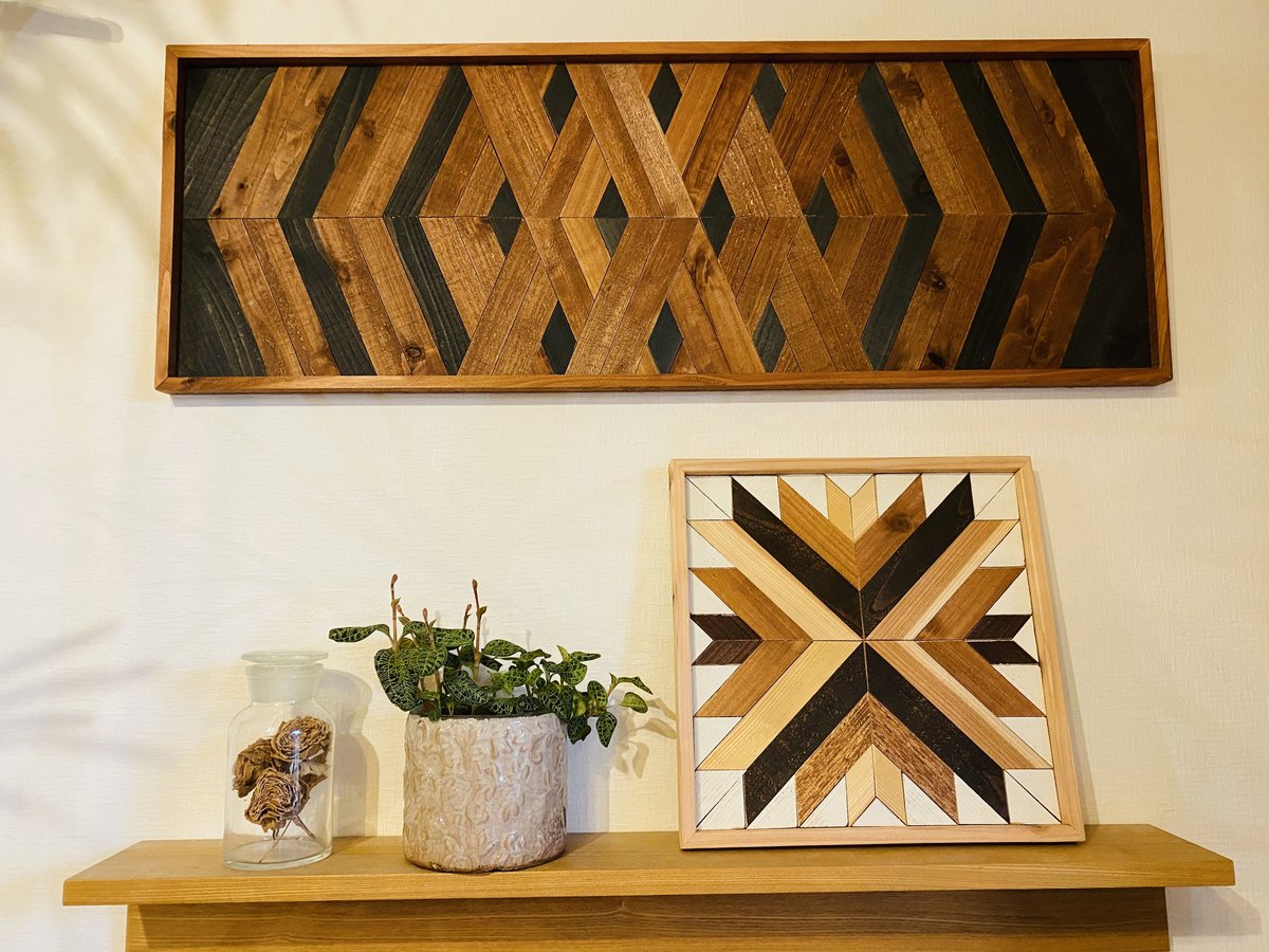 ＤＩＹ・自作◆壁飾り　ウッドパネル モザイクアート（90㎝×30㎝）タペストリー DIY・自作◇壁飾り ウッドパネル モザイクアート（90㎝×30