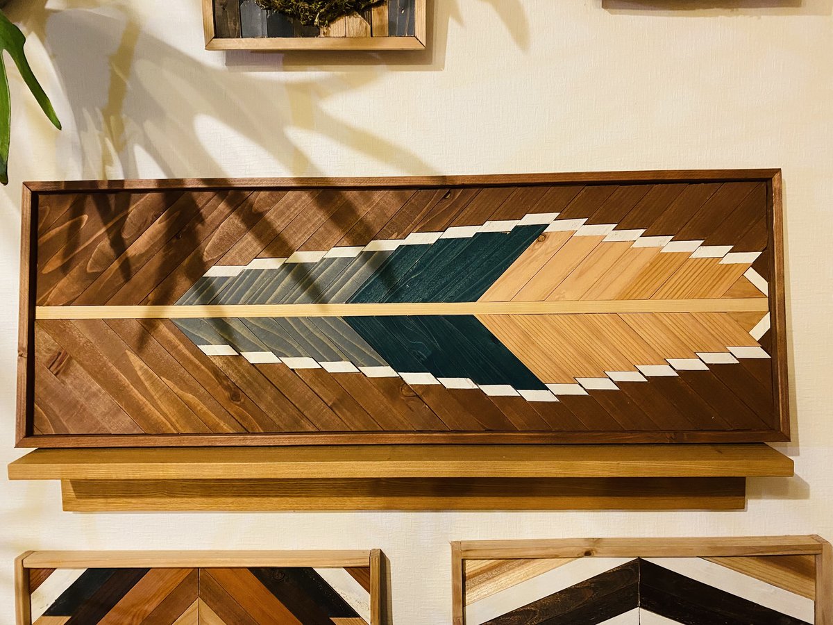 ウッドウォールアート Wood wall art Feather 90×30 | GENE