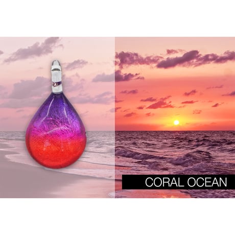 【夏限定】Coral Oceanセット　ネックレス＋ピアス ＜海の謌 umi no uta  GLASS JEWELRY＞ [UPMW-015] [UEWXS-003]