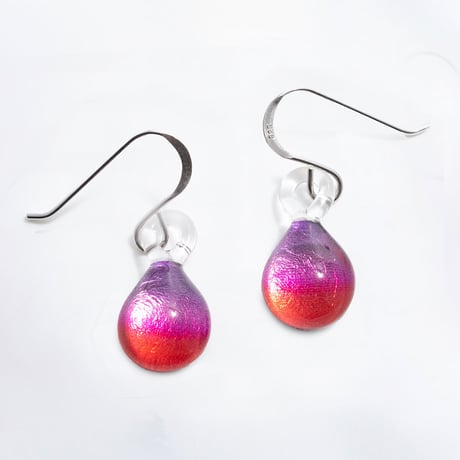 【夏限定】Coral Oceanセット　ネックレス＋ピアス ＜海の謌 umi no uta  GLASS JEWELRY＞ [UPMW-015] [UEWXS-003]