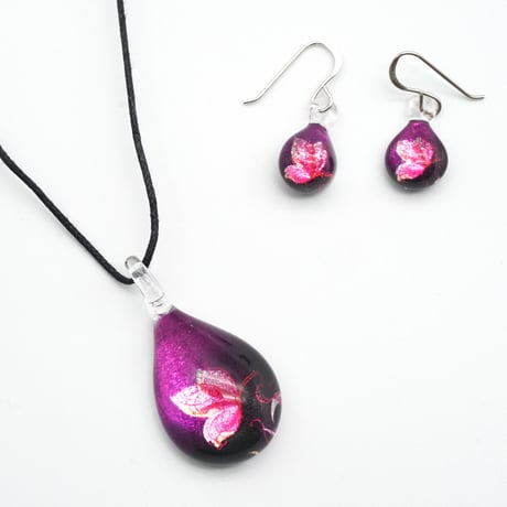 ＜Purple Butterfly セット＞ ネックレス＋ピアスSサイズ[NDM-P2-021][PDS-P2-021]