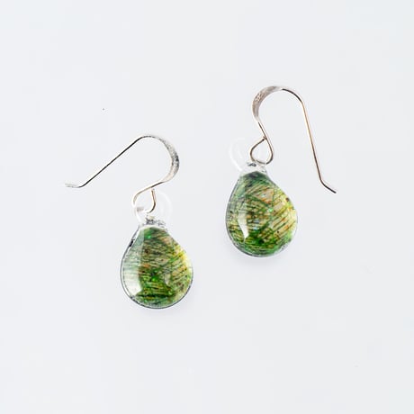 【夏限定】Palm Leaf ピアス＜海の謌 umi no uta  GLASS JEWELRY＞ [UEWXS-006]