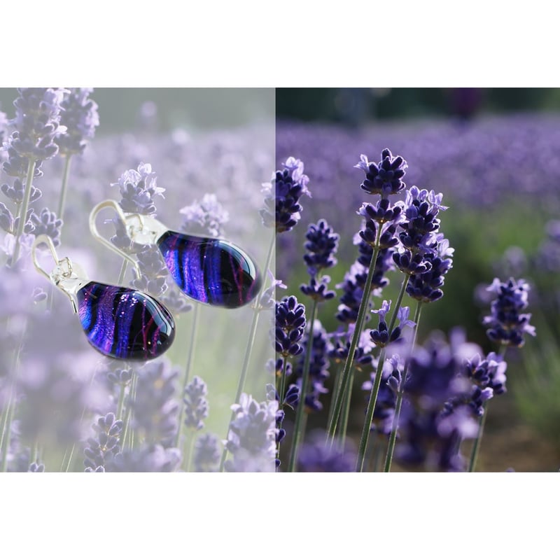 マルモ◆サイロメレーンデンドライト×黒水晶ピアス✧14kgf ピアスMサイズ Purple Line［PD-P2-004］ | north-1-glass-