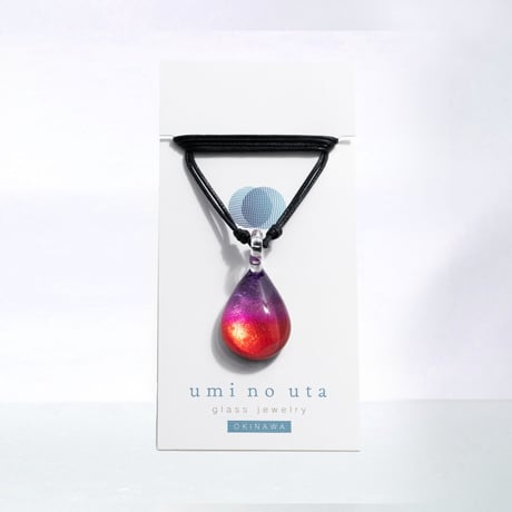 【夏限定】Coral Oceanセット　ネックレス＋ピアス ＜海の謌 umi no uta  GLASS JEWELRY＞ [UPMW-015] [UEWXS-003]