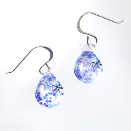 ＜Blue Snow Patternセット＞ ネックレス＋ピアス／イヤリングSサイズ