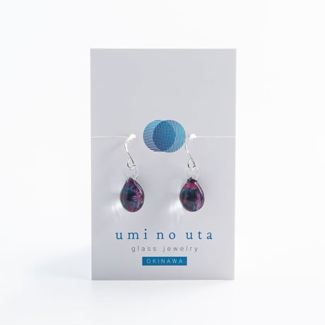 【夏限定】Purple Flower ピアス＜海の謌 umi no uta  GLASS JEWELRY＞ [UEWXS-005]