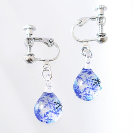 ＜Blue Snow Patternセット＞ ネックレス＋ピアス／イヤリングSサイズ