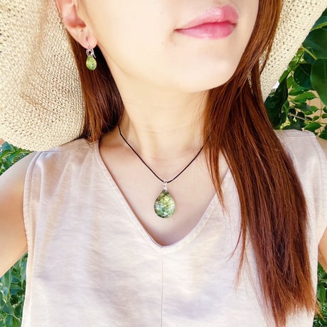 【夏限定】Palm Leaf＜海の謌 umi no uta  GLASS JEWELRY＞ [UPMW-003]