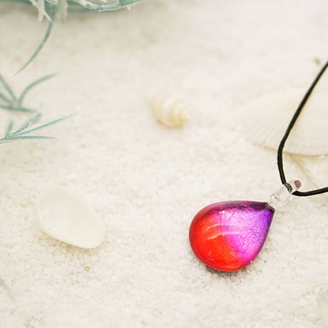 【夏限定】Coral Oceanセット　ネックレス＋ピアス ＜海の謌 umi no uta  GLASS JEWELRY＞ [UPMW-015] [UEWXS-003]