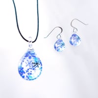 ＜Blue Snow Patternセット＞ ネックレス＋ピアス／イヤリングSサイズ