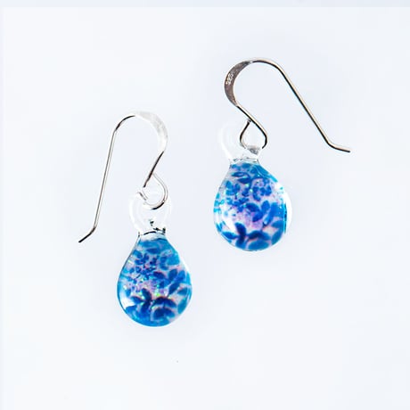 【夏限定】Blue Leaf ピアス＜海の謌 umi no uta  GLASS JEWELRY＞ [UEWXS-004]