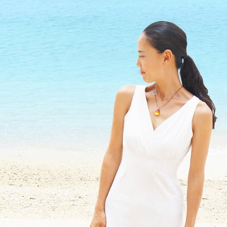 【夏限定】Sunset Oceanセット　ネックレス＋ピアス ＜海の謌 umi no uta  GLASS JEWELRY＞ [UPMW-014] [UEWXS-002]