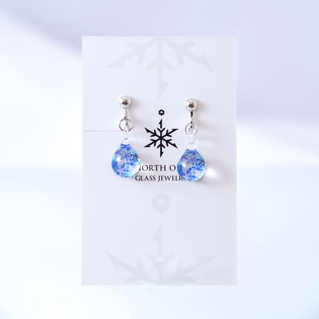 ＜Blue Snow Patternセット＞ ネックレス＋ピアス／イヤリングSサイズ