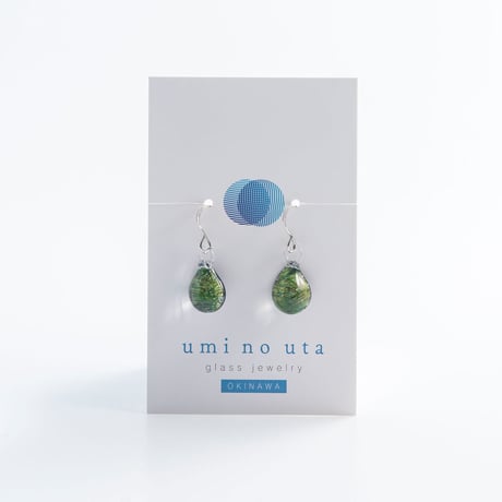 【夏限定】Palm Leaf ピアス＜海の謌 umi no uta  GLASS JEWELRY＞ [UEWXS-006]