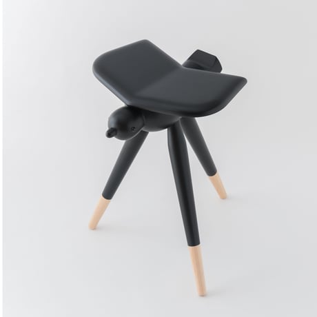 YATAGARASU STOOL    八咫烏スツール　ー顔あり・HIGH・黒ー