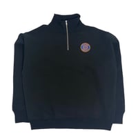re:create HALF ZIP SWEAT (Two sides of the same earth) BLACK