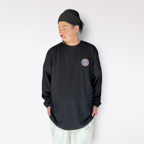 re:create L/S T-SHIRTS (Two sides of the same earth) BLACK
