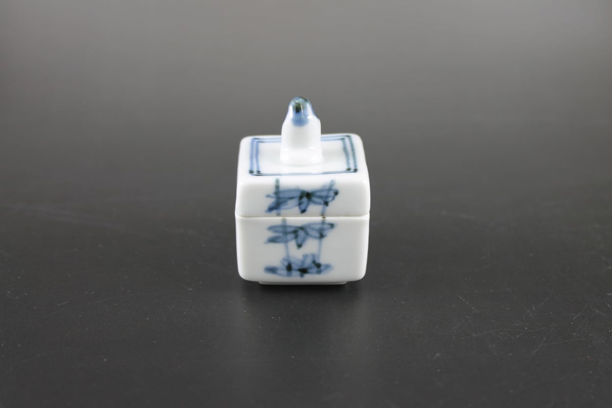 茶道具京焼平安橋本龍岳造染付有馬筆香合共箱V7318 茶道具京焼平安橋本龍岳造染付有馬筆香合共箱V7318