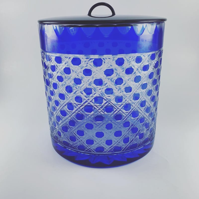 長寿作 ガラス青切子水指【茶道具／硝子製品／水指】 | 龍門堂