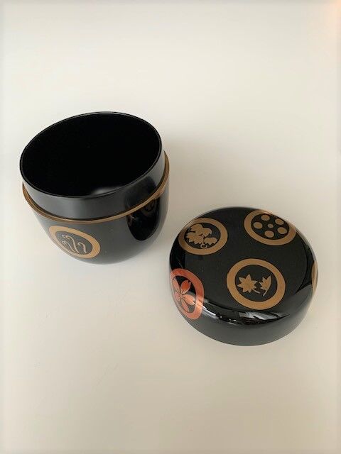 坂下雄峰 淡々斎好写春秋丸紋蒔絵大棗【茶道具／棗／共箱】 original